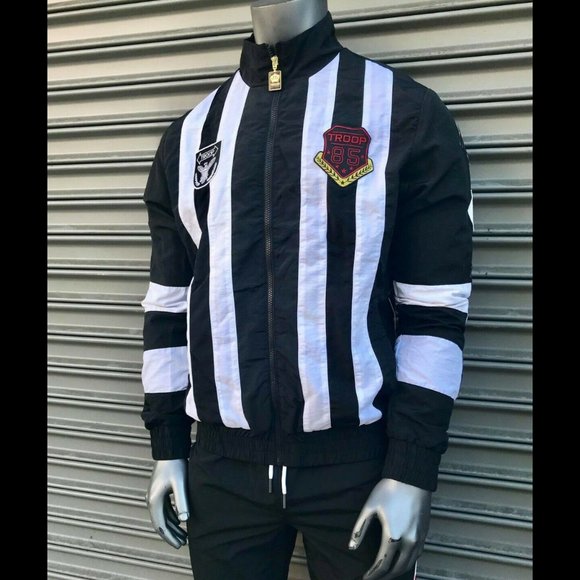 Men's Troop Black White Windbreaker Casual Tracksuit - Picture 6 of 6